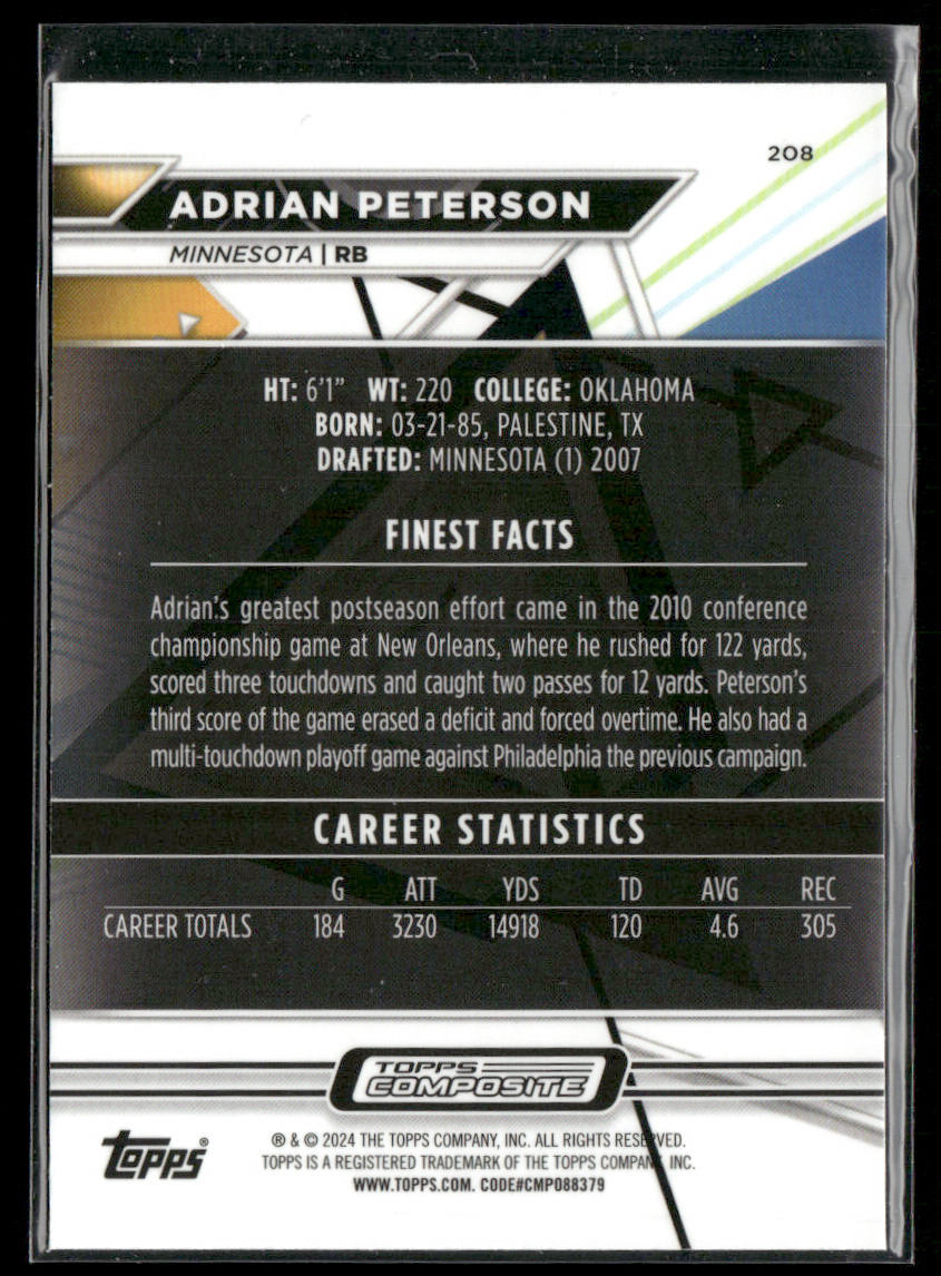 Adrian Peterson 2023 Topps Composite #208 Minnesota Vikings