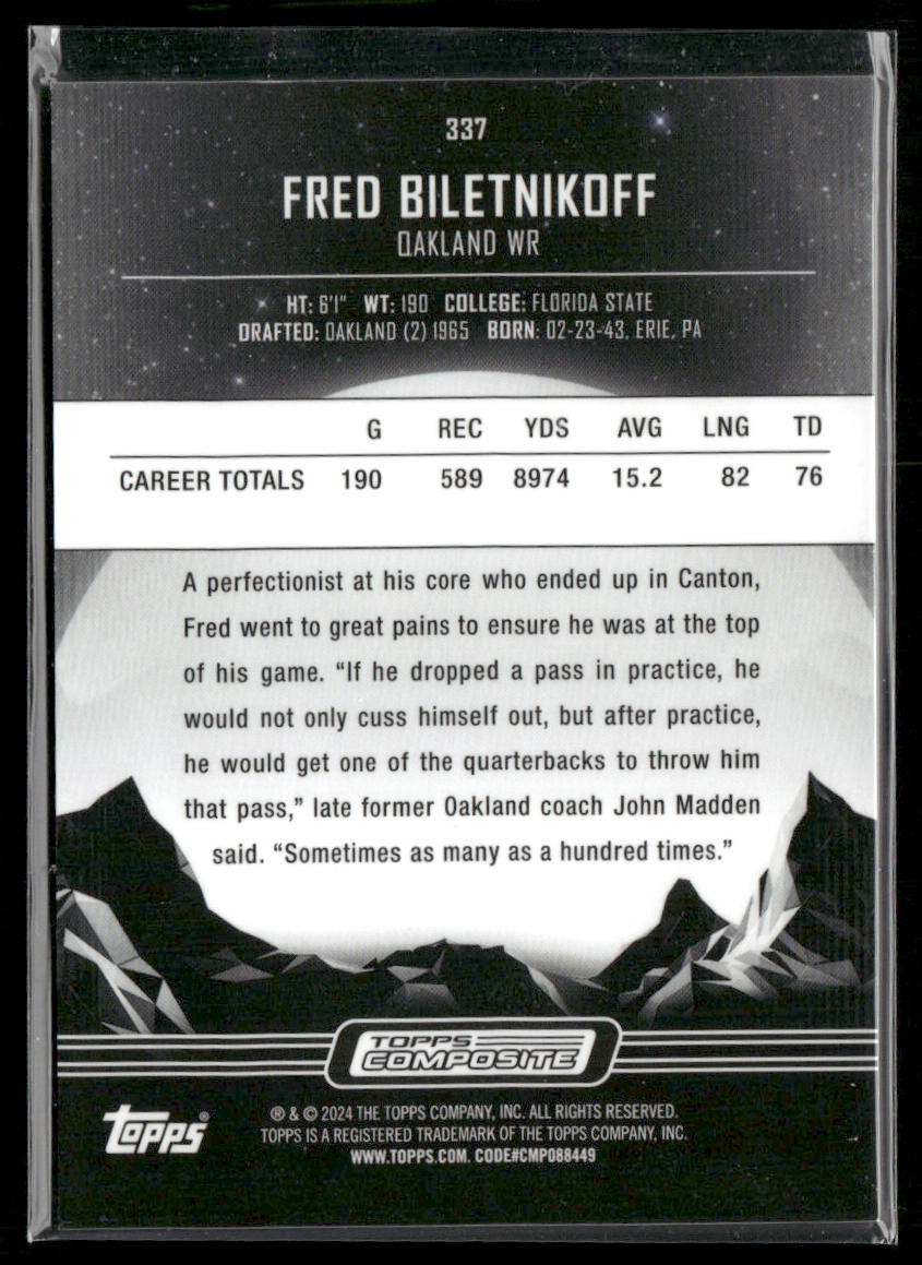 Fred Biletnikoff 2023 Topps Composite #337 Oakland Raiders