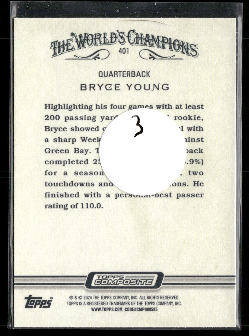 Bryce Young 2023 Topps Composite #401 RC Carolina Panthers