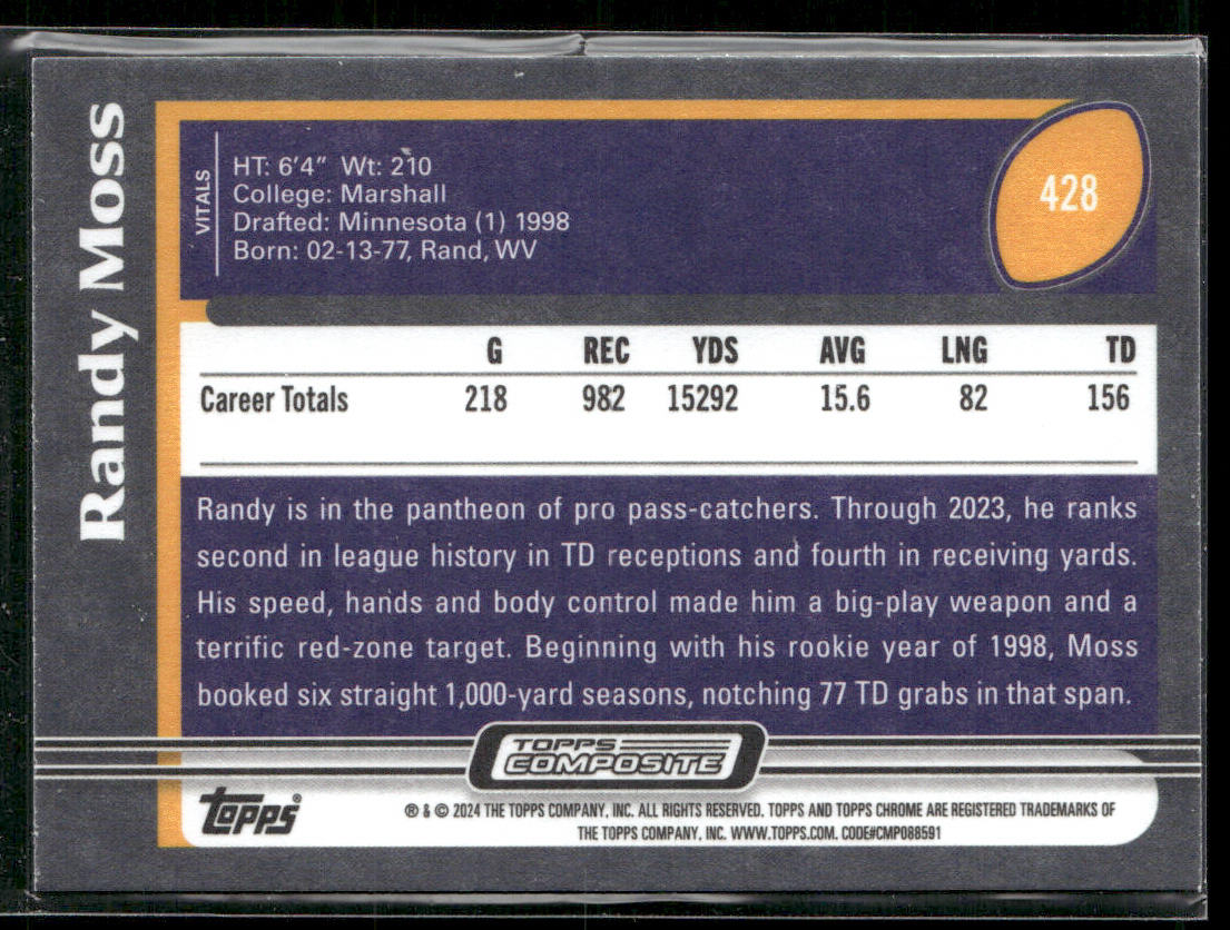 Randy Moss 2023 Topps Composite #428 Minnesota Vikings