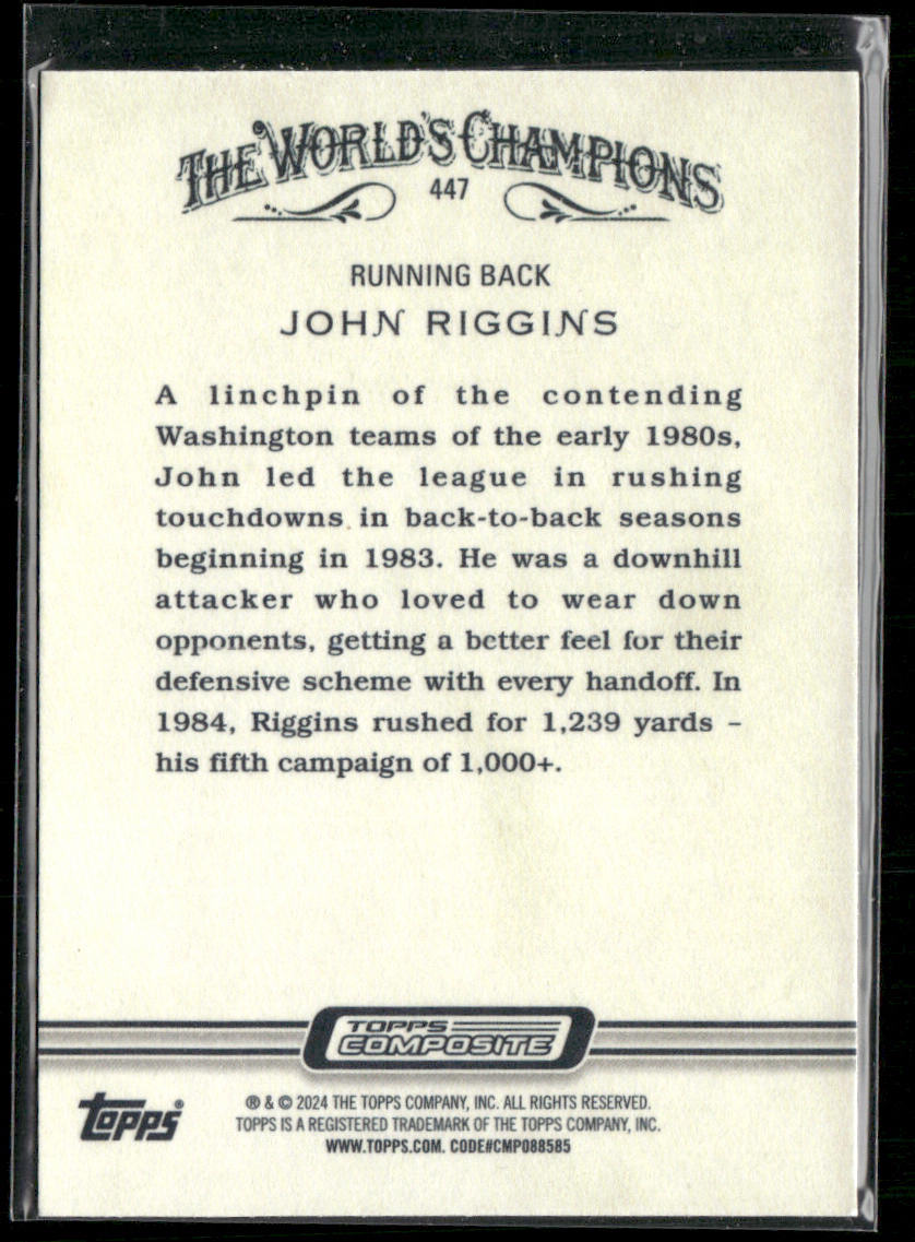 John Riggins 2023 Topps Composite #447 Washington Redskins