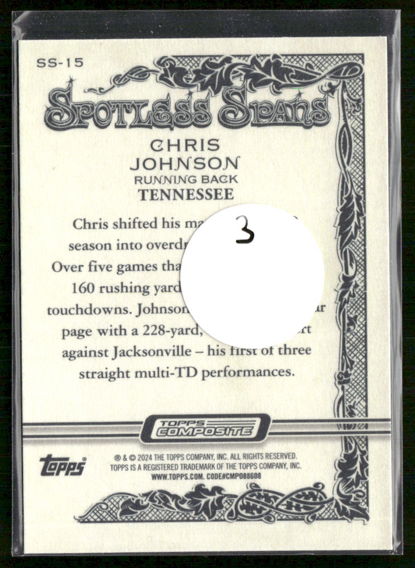 Chris Johnson 2023 Topps Composite Spotless Spans #SS-15 Tennessee Titans
