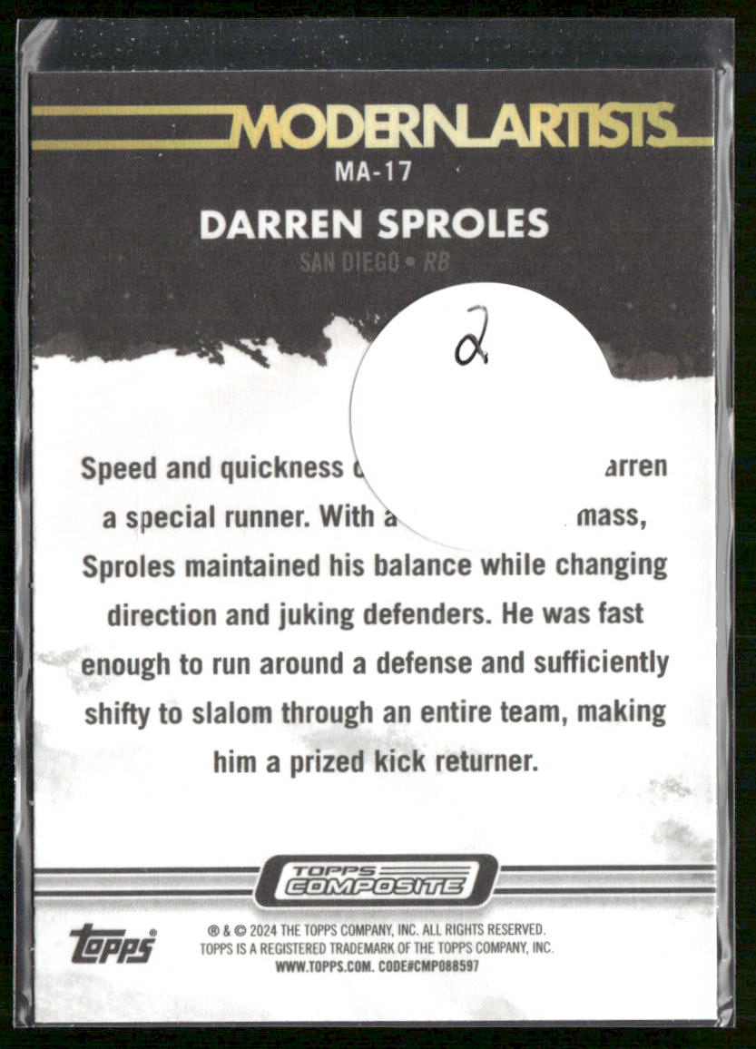 Darren Sproles 2023 Topps Composite Modern Artists #MA-17 San Diego Chargers