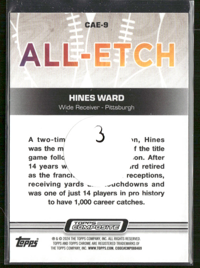 Hines Ward 2023 Topps Composite Chrome All-Etch #CAE-9 Pittsburgh Steelers