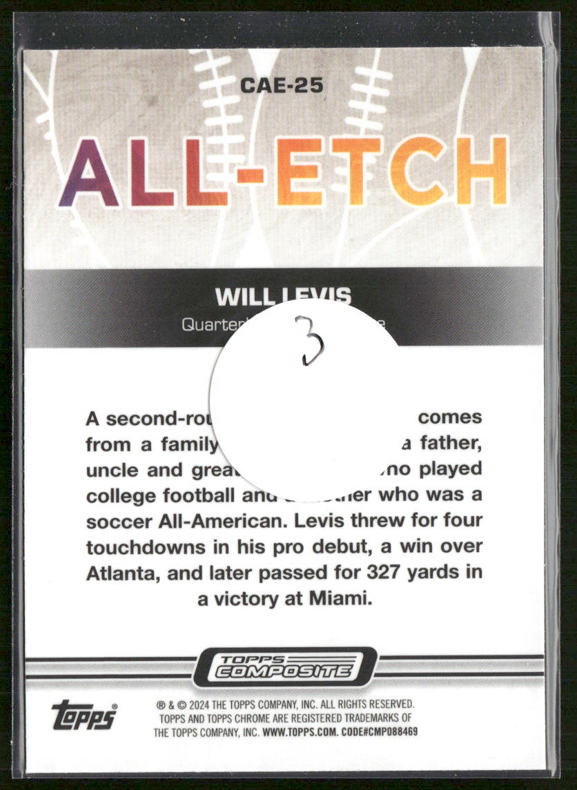 Will Levis 2023 Topps Composite Chrome All-Etch #CAE-25 Tennessee Titans
