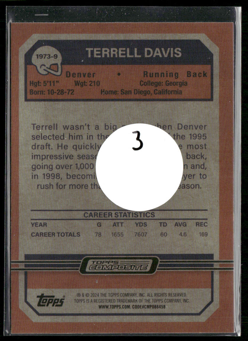 Terrell Davis 2023 Topps Composite 1973 Topps Football #1973-9 Denver Broncos