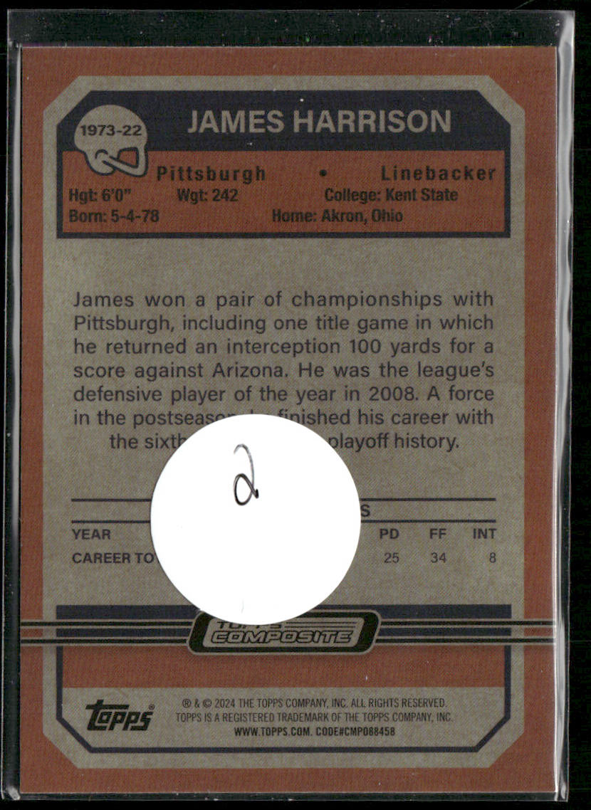 James Harrison 2023 Topps Composite 1973 Topps Football #1973-22 Steelers