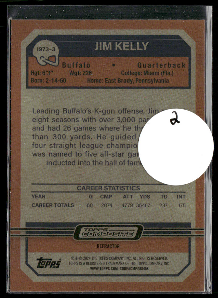 Jim Kelly 2023 Topps Composite 1973 Topps Football Refractor #1973-3 Bills