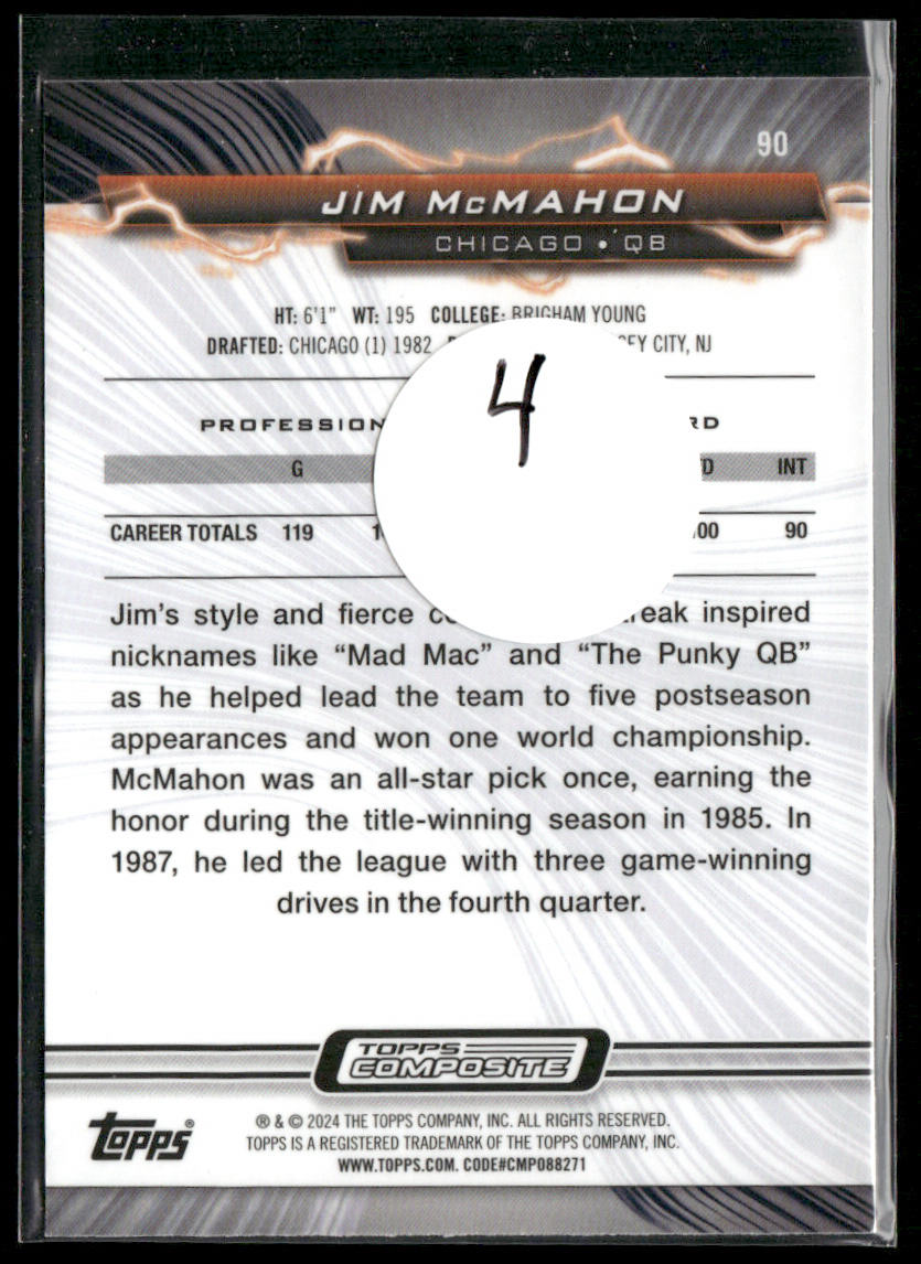 Jim McMahon 2023 Topps Composite Resurgence Sky Blue and Pink Shock #90