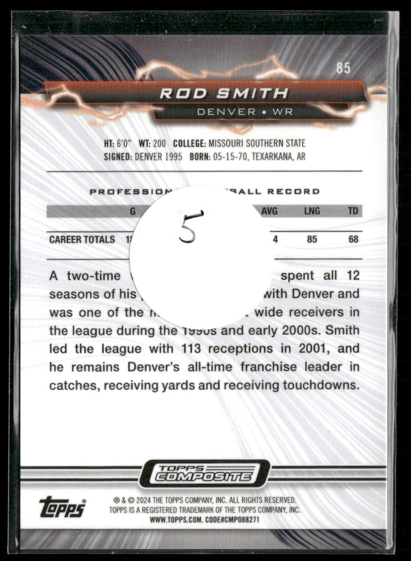 Rod Smith 2023 Topps Composite Resurgence Ruby Surge #85 SN Denver Broncos