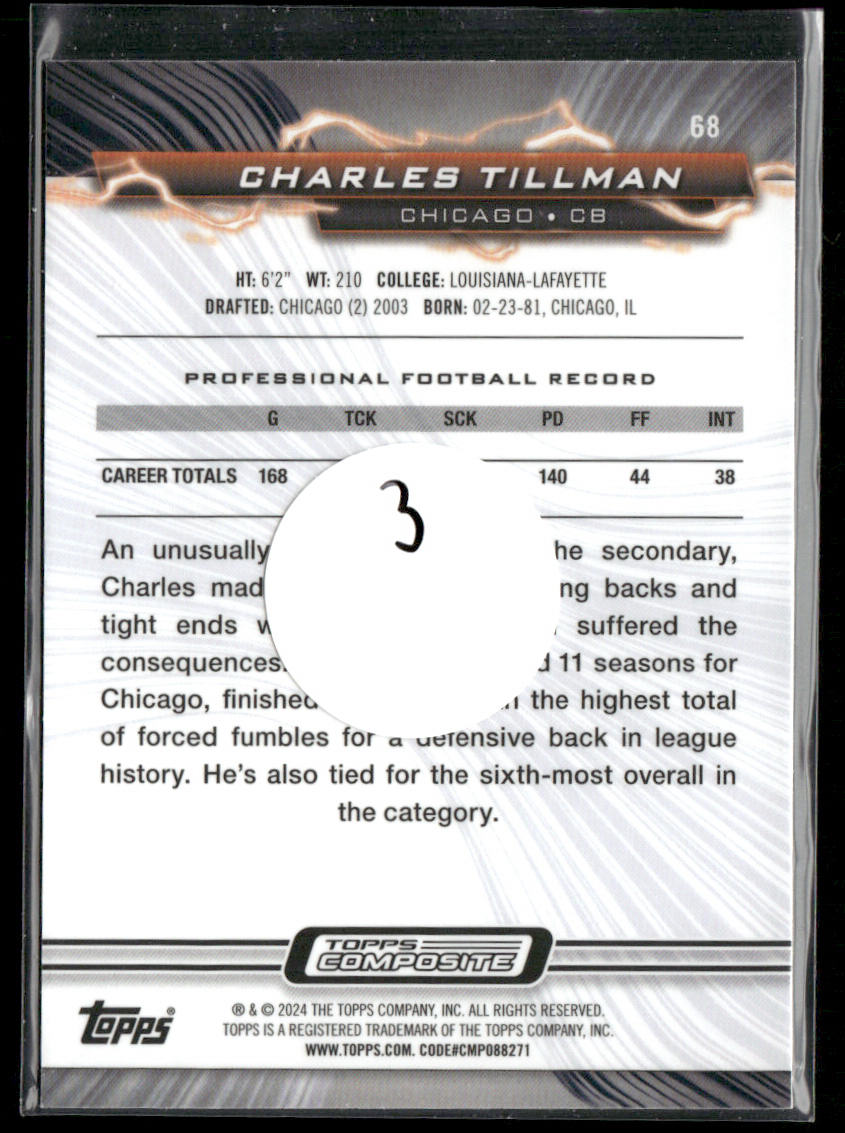Charles Tillman 2023 Topps Composite Resurgence Blue and Orange Spark #68