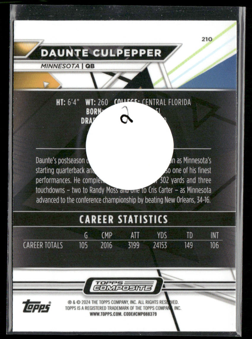 Daunte Culpepper 2023 Topps Composite Finest Checkerboard Refractor #210 Vikings