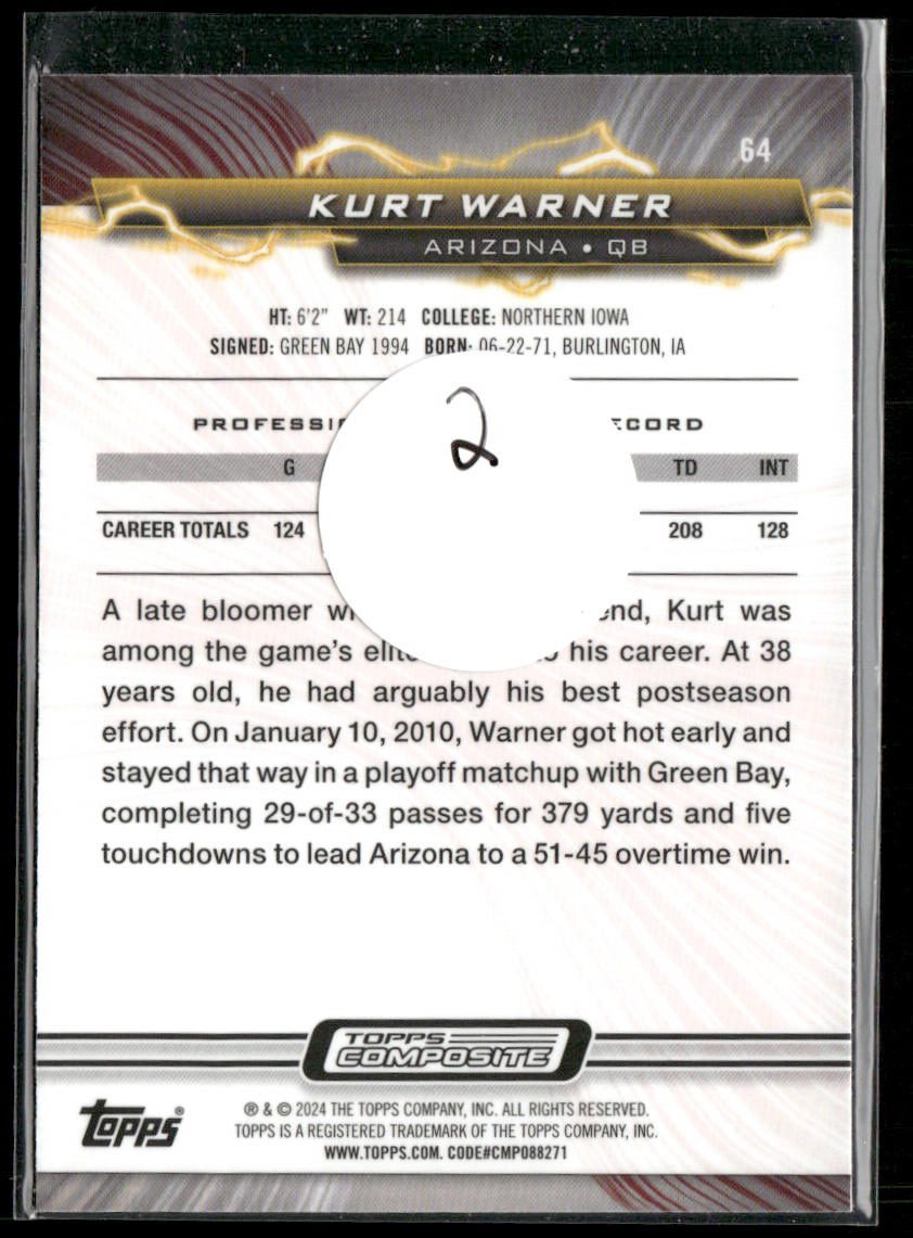 Kurt Warner 2023 Topps Composite Resurgence Prism Refractor #64 Cardinals
