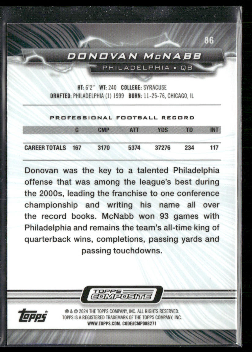 Donovan McNabb 2023 Topps Composite Resurgence Sky Blue and Pink Shock #86