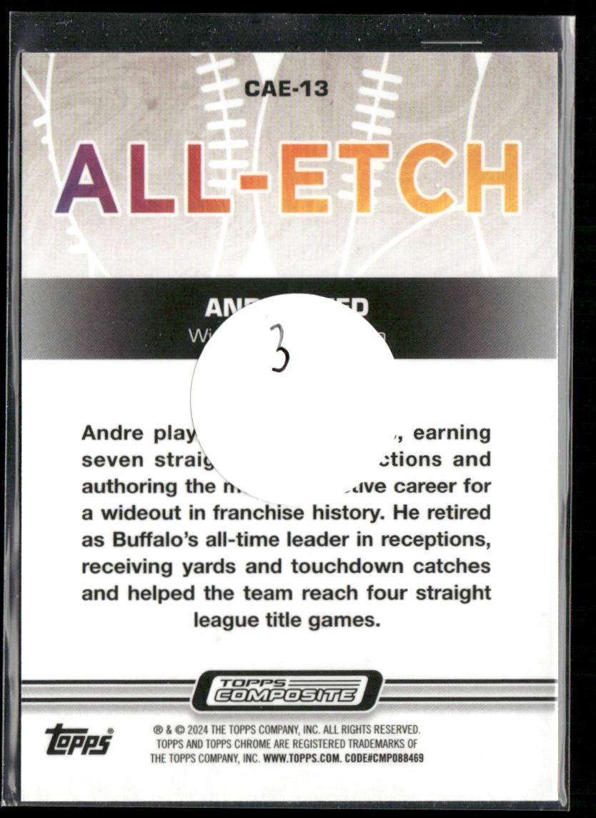 Andre Reed 2023 Topps Composite Chrome All-Etch Pink Refractor #CAE-13 Bills
