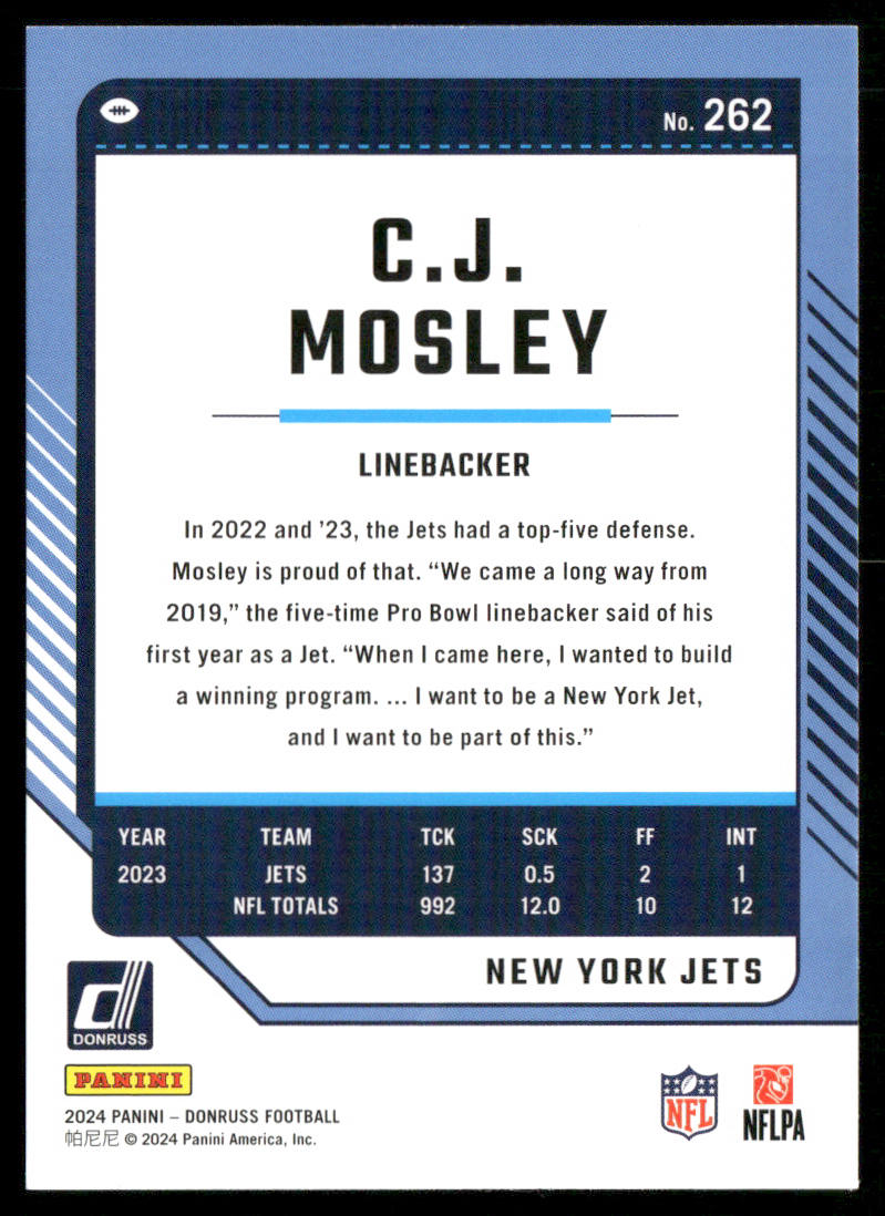C.J. Mosley 2024 Donruss #262 New York Jets
