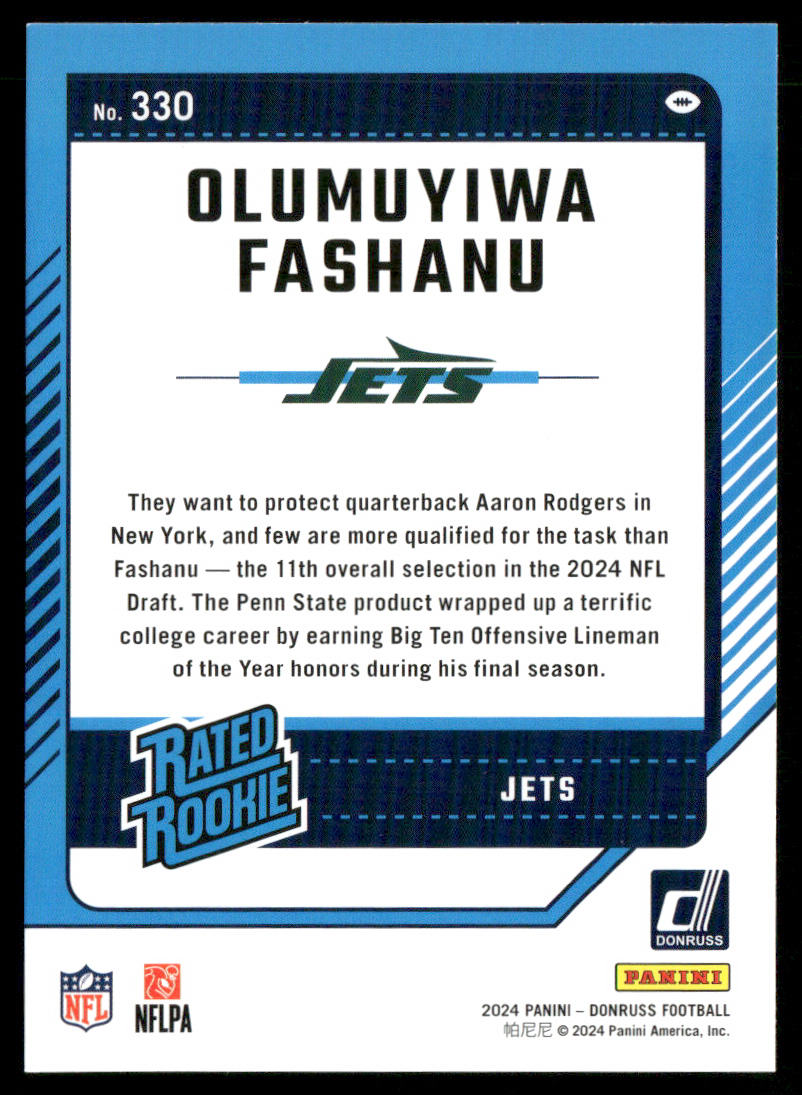 Olumuyiwa Fashanu 2024 Donruss #330 RC New York Jets