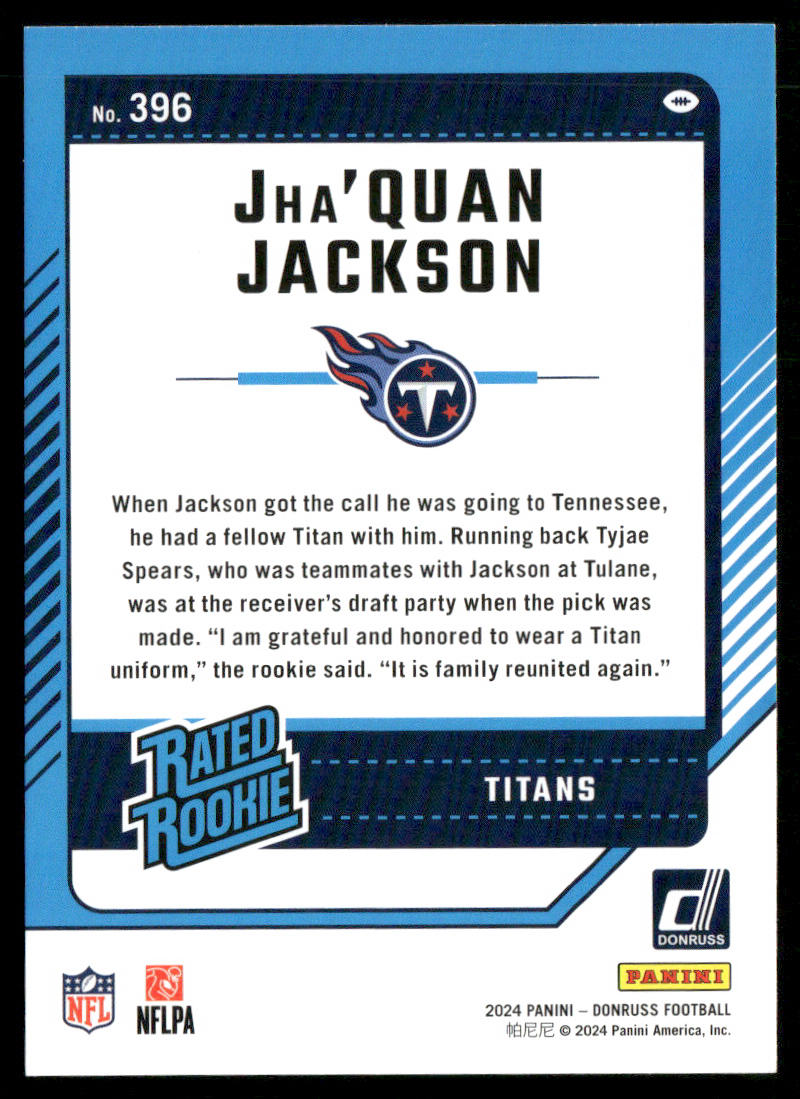 Jha'Quan Jackson 2024 Donruss #396 RC Tennessee Titans