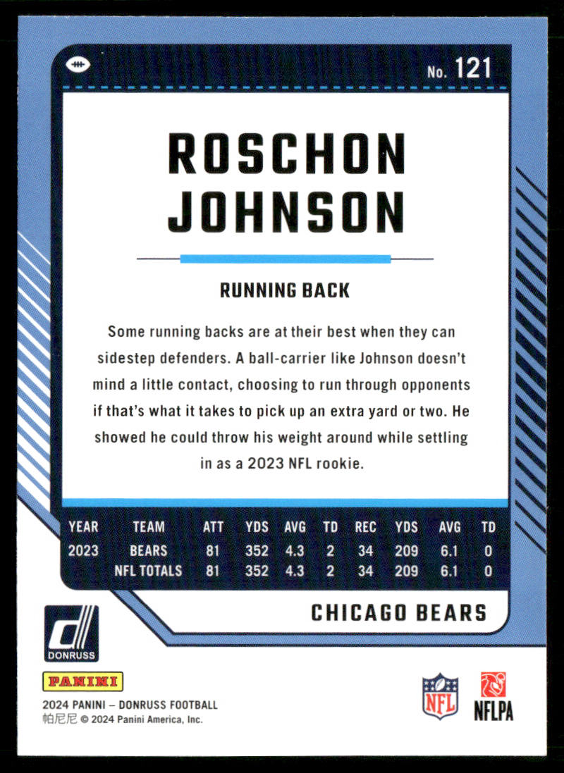 Roschon Johnson 2024 Donruss #121 Chicago Bears