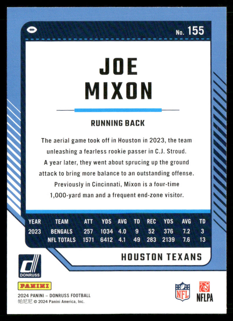 Joe Mixon 2024 Donruss #155 Houston Texans