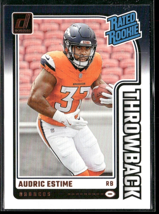 Audric Estime 2024 Donruss Rated Rookies Throwback #19 Denver Broncos