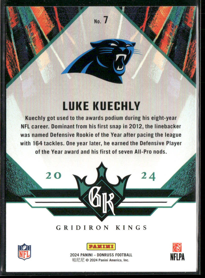 Luke Kuechly 2024 Donruss All-Time Gridiron Kings #7 Carolina Panthers