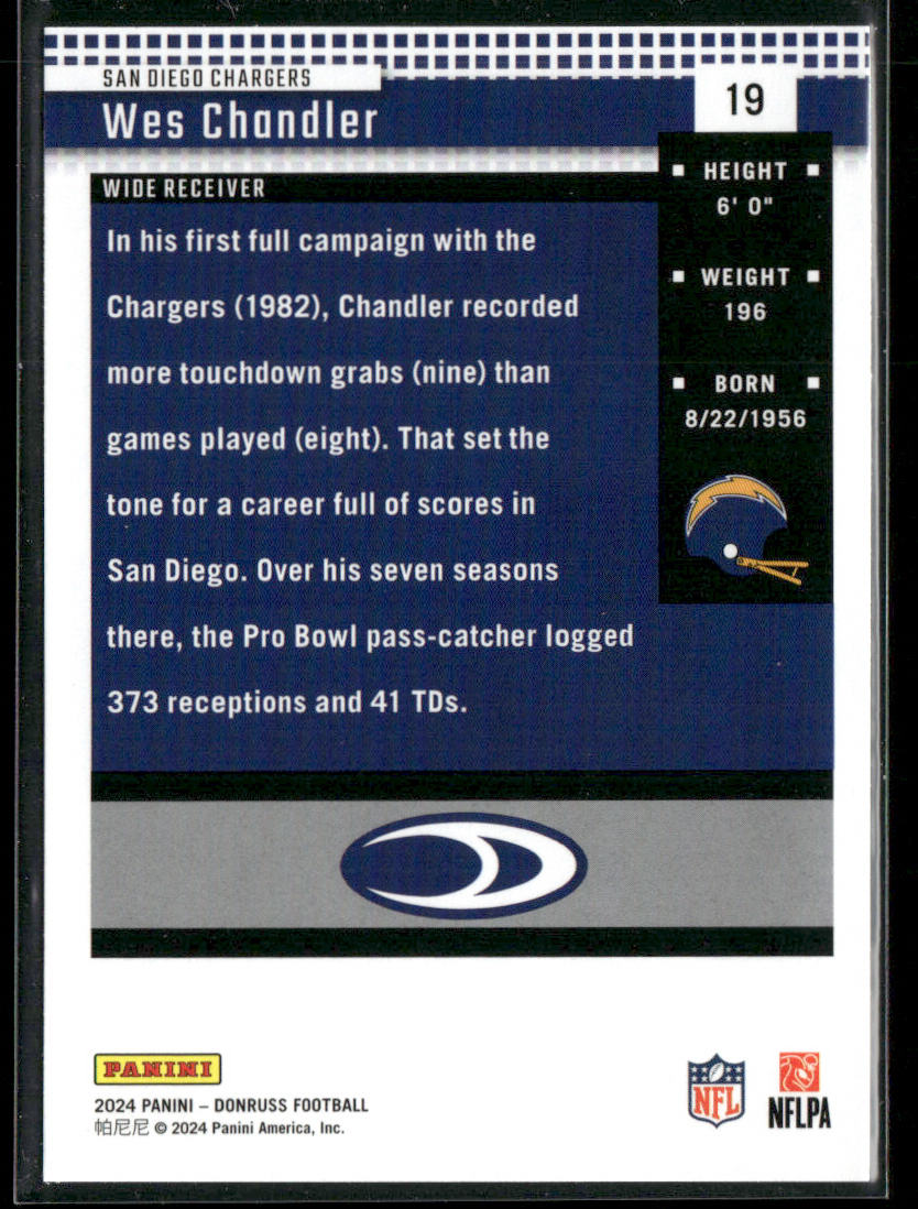 Wes Chandler 2024 Donruss Retro 2004 #19 San Diego Chargers
