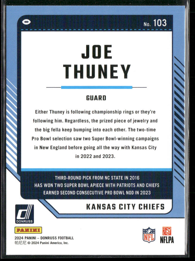 Joe Thuney 2024 Donruss Press Proof Red #103 Kansas City Chiefs
