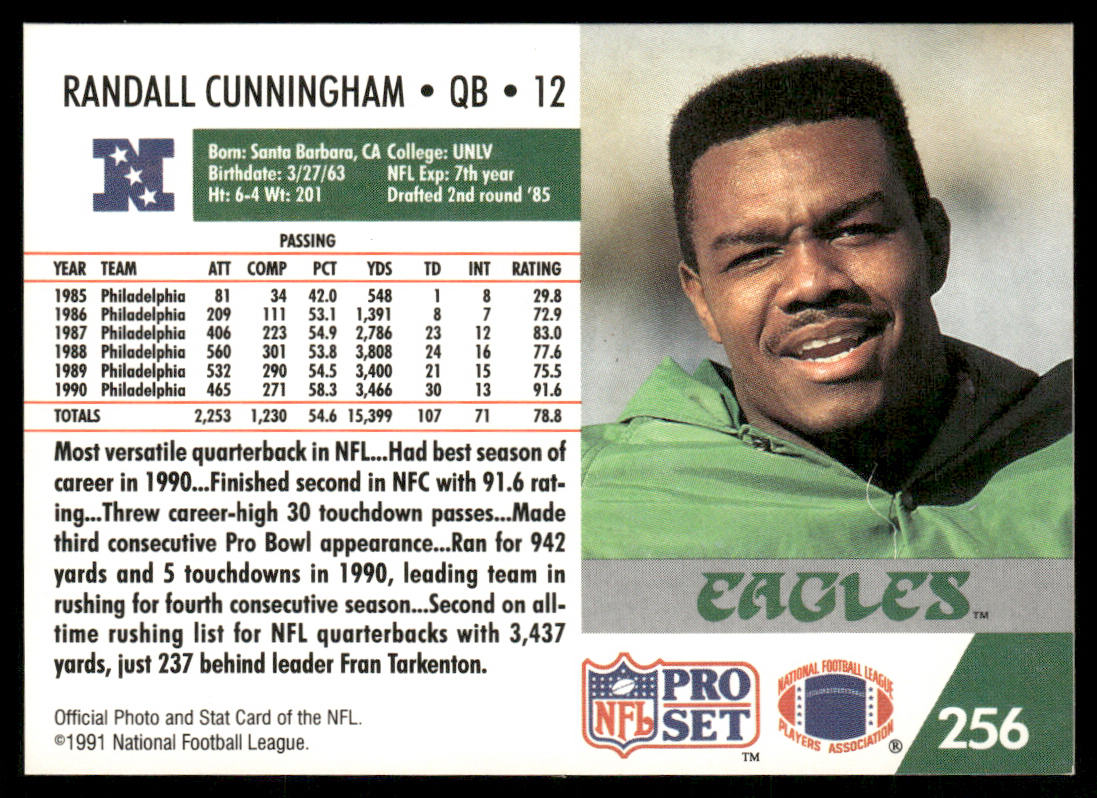 Randall Cunningham 1991 Pro Set #256 Philadelphia Eagles
