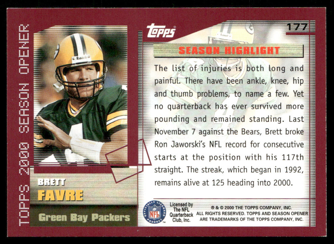 Brett Favre 2000 Topps Season Opener #177 Green Bay Packers