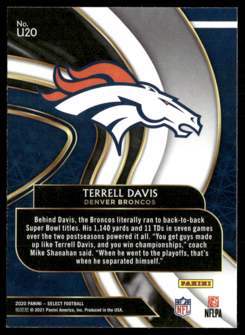 Terrell Davis 2020 Panini Select Unbreakable #U20 Denver Broncos
