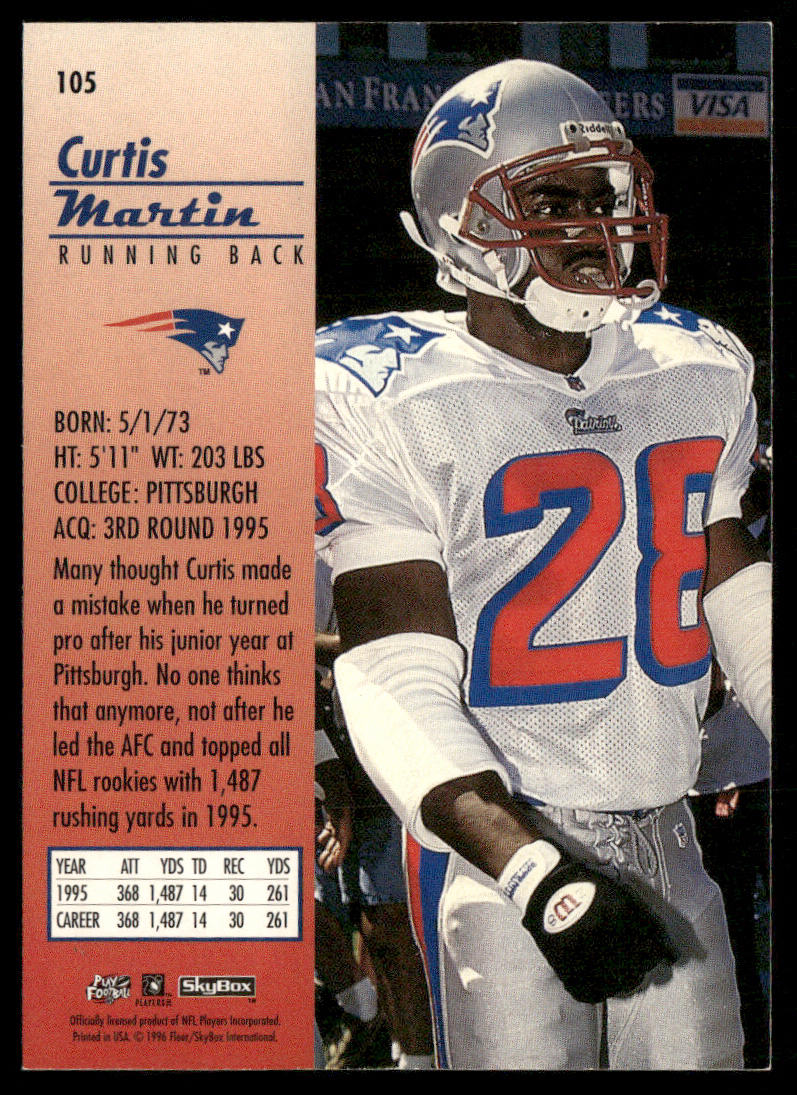 Curtis Martin 1996 SkyBox Premium #105 New England Patriots