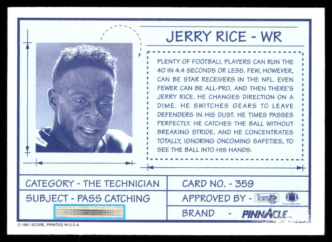 Jerry Rice 1991 Pinnacle #359 San Francisco 49ers