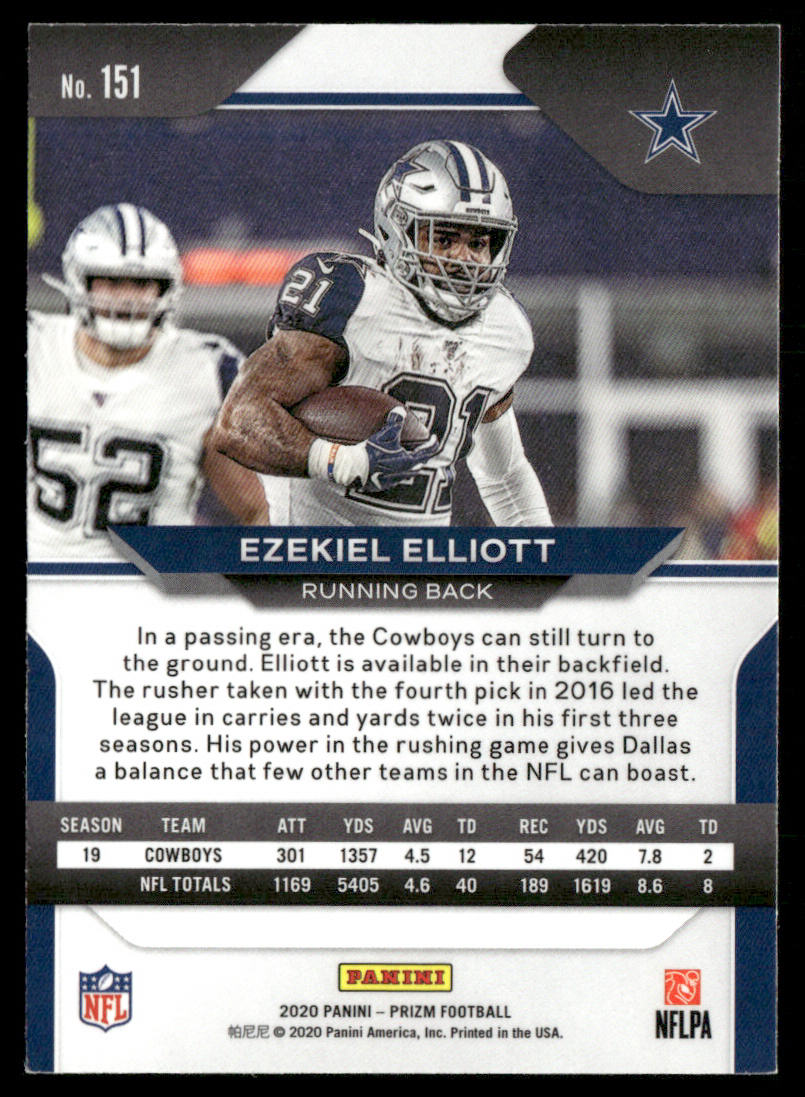 Ezekiel Elliott 2020 Panini Prizm #151 Dallas Cowboys