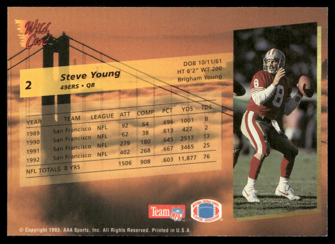 Steve Young 1993 Wild Card #2 San Francisco 49ers