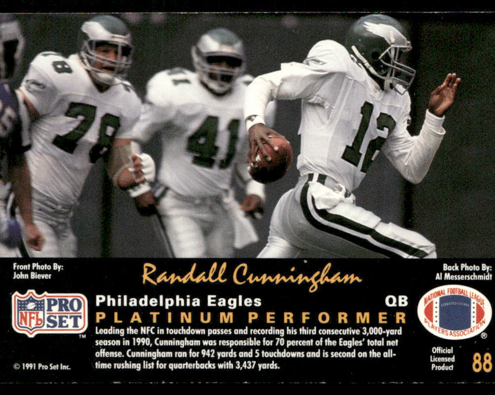 Randall Cunningham 1991 Pro Set Platinum #88 Philadelphia Eagles