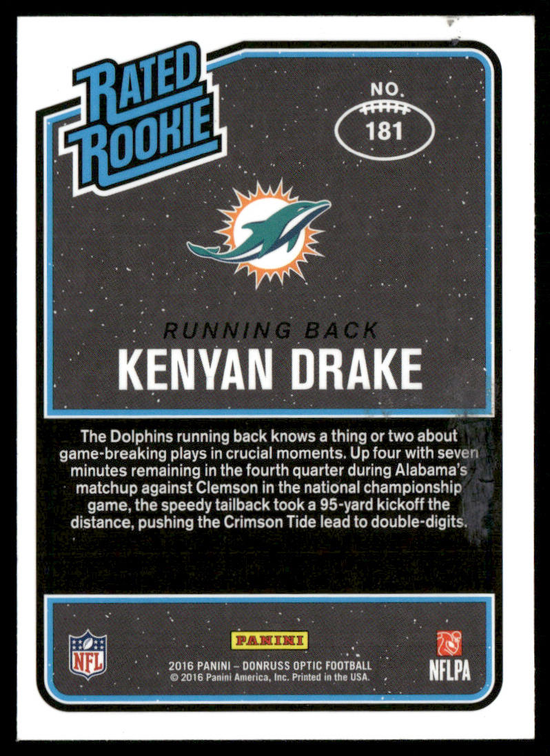 Kenyan Drake 2016 Donruss Optic #181 RC Miami Dolphins