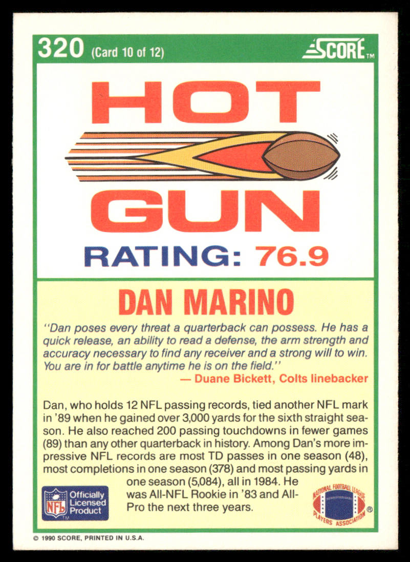Dan Marino 1990 Score #320 Miami Dolphins