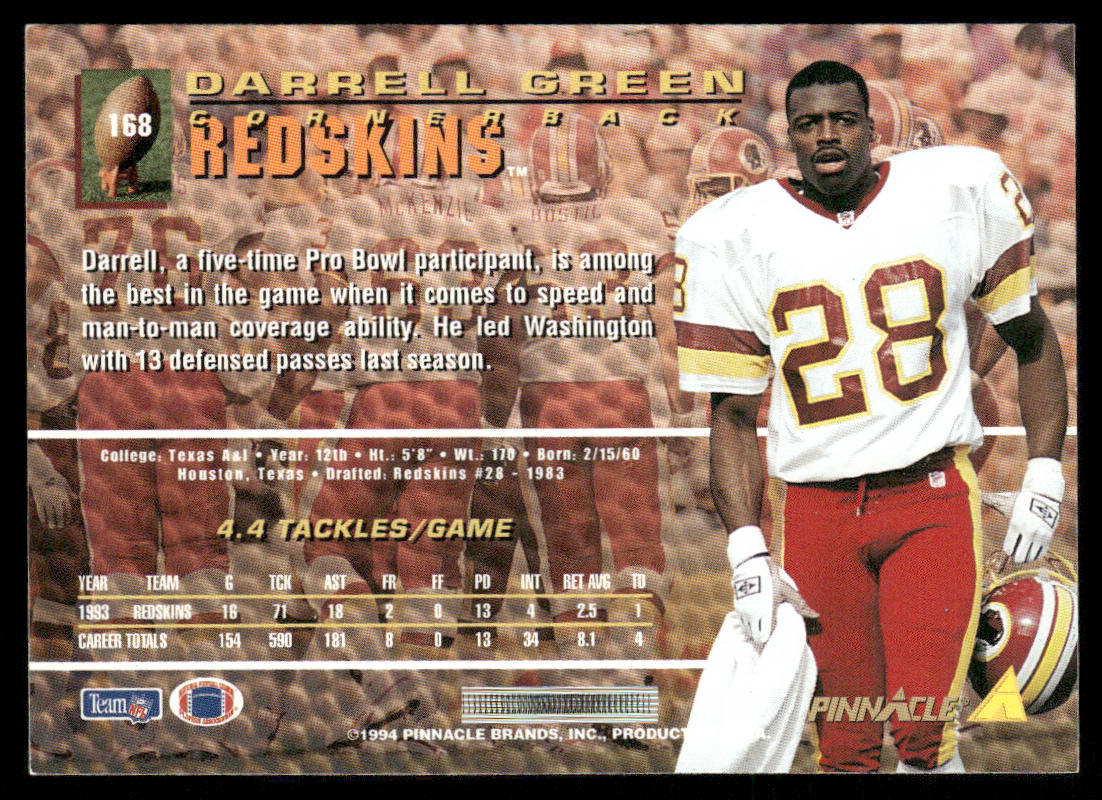Darrell Green 1994 Pinnacle #168 Washington Redskins