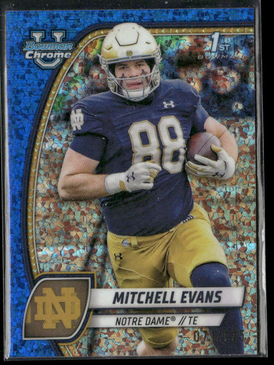Mitchell Evans 2024 Bowman University Chrome Blue Mini-Diamond Refractor #132 SN