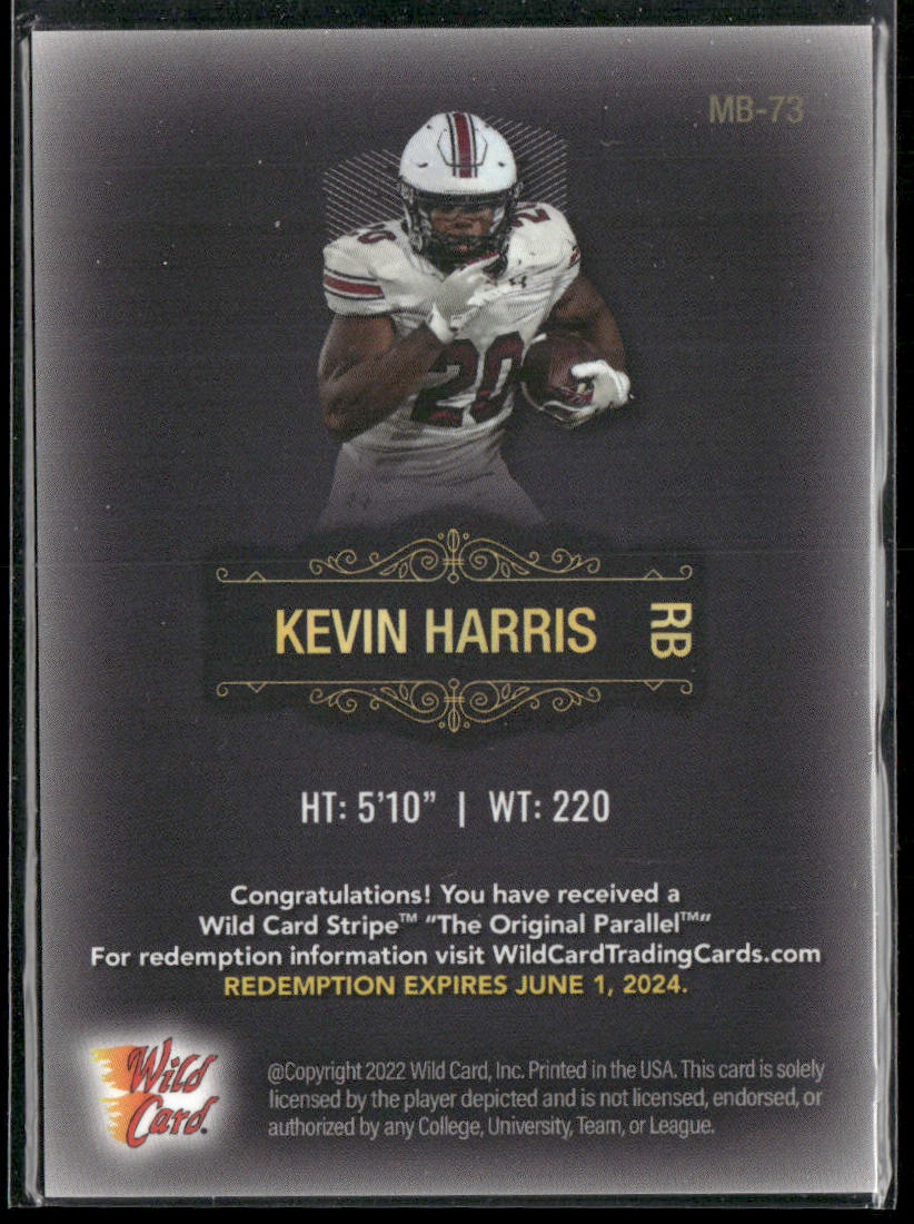 Kevin Harris 2022 Wild Card Matte 20 Stripes Black #MB-73 SN Gamecocks