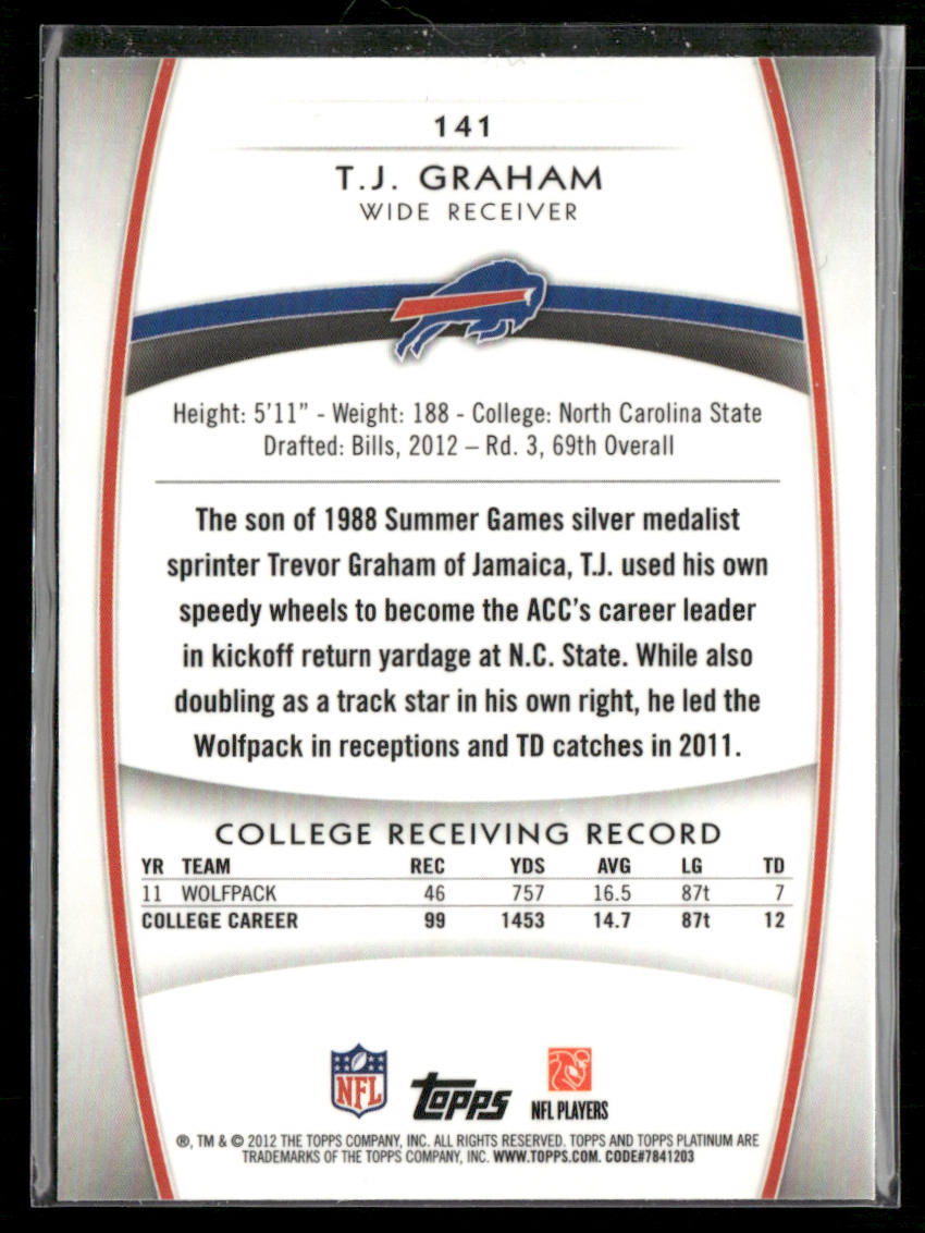 T.J. Graham 2012 Topps Platinum Xfractors #141 RC Buffalo Bills
