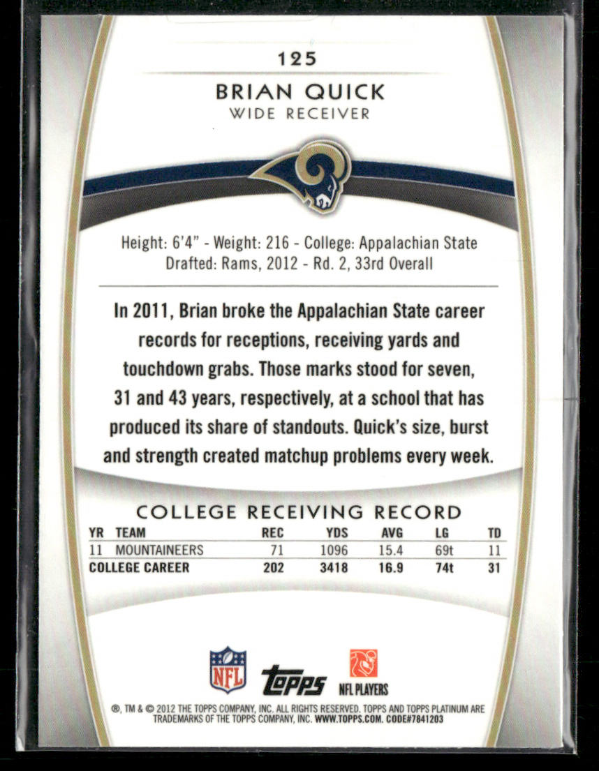 Brian Quick 2012 Topps Platinum Xfractors #125 RC St. Louis Rams