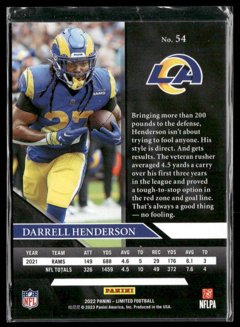 Darrell Henderson 2022 Panini Limited Silver Spotlight #54 SN Los Angeles Rams