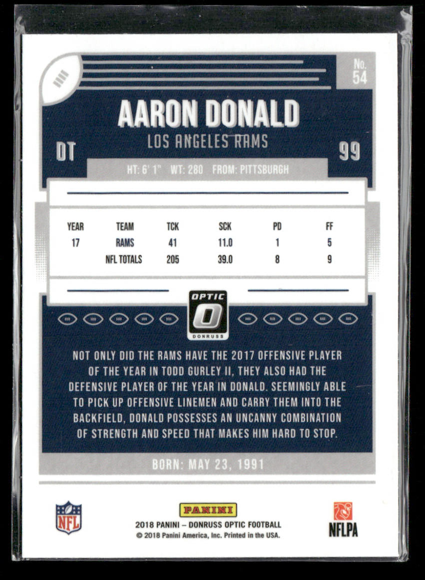 Aaron Donald 2018 Donruss Optic Holo #54 Los Angeles Rams