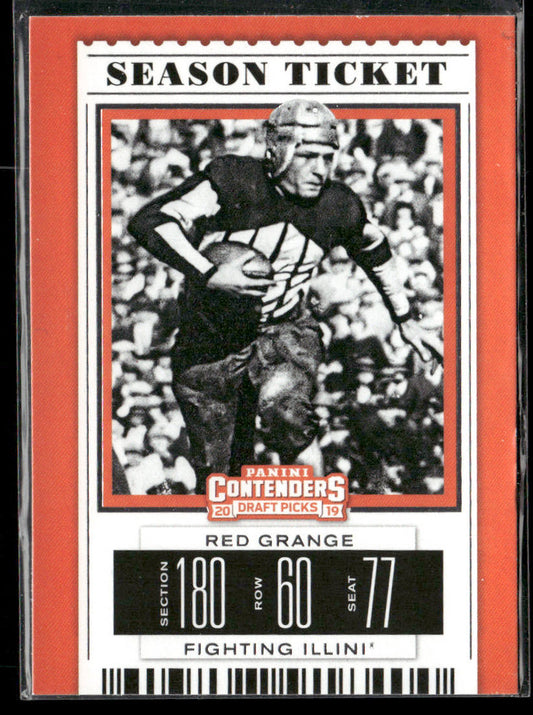 Red Grange 2019 Panini Contenders Draft Picks Collegiate #85 Illinois