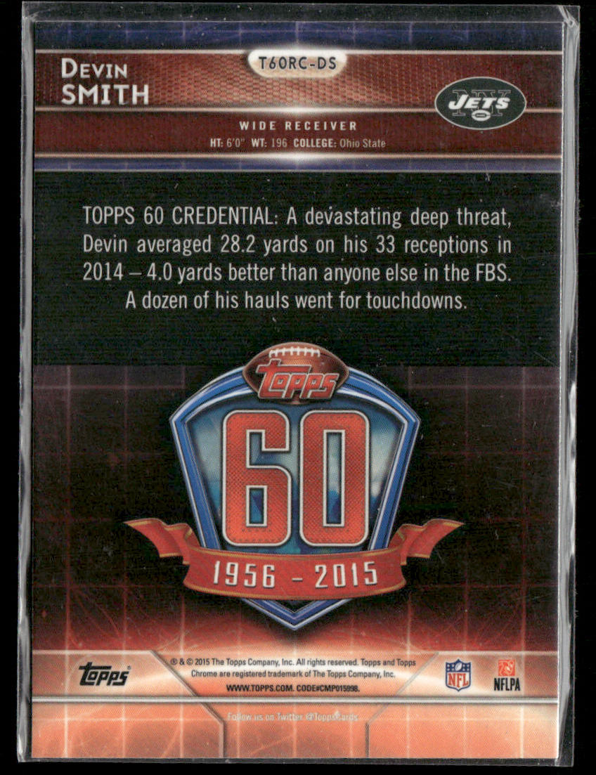 Devin Smith 2015 Topps Chrome 60th Anniversary Rookies #T60RC-DS New York Jets