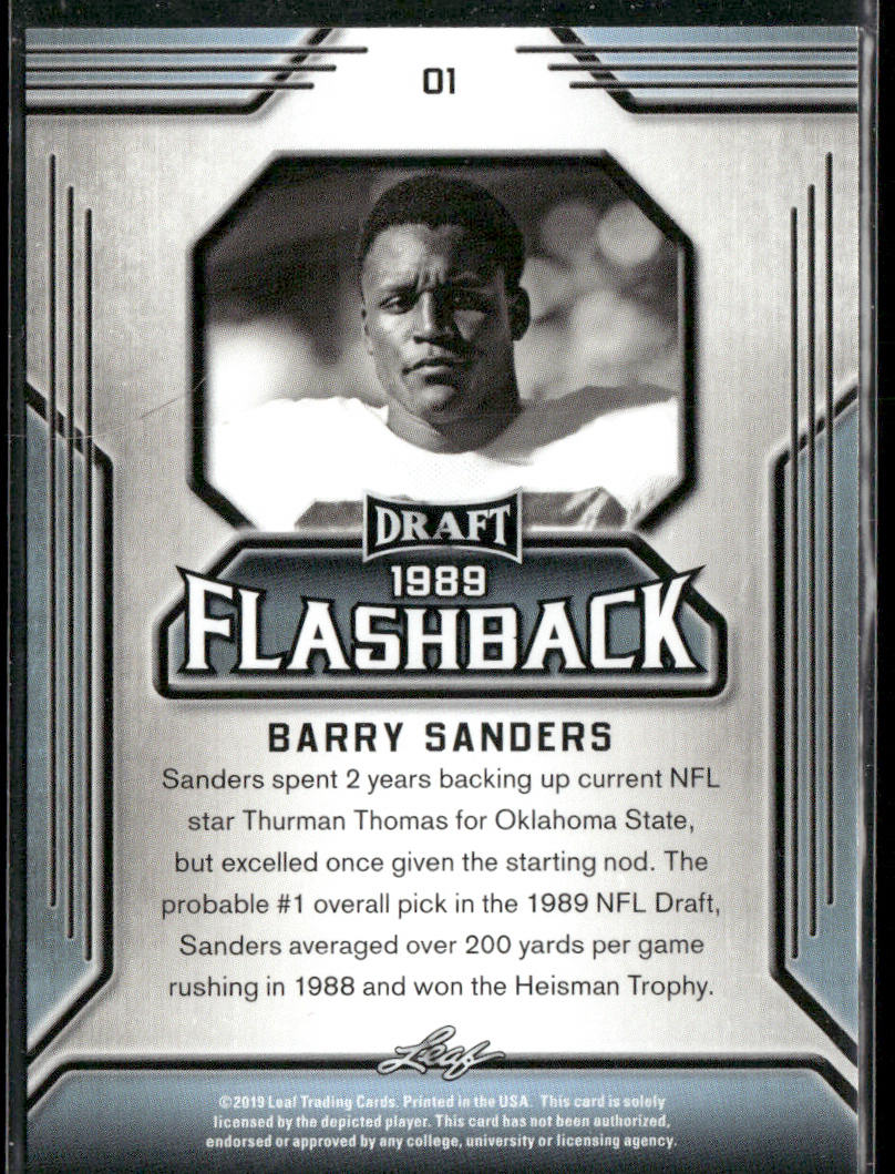Barry Sanders 2019 Leaf Draft Draft Flashback #01 Oklahoma State Cowboys