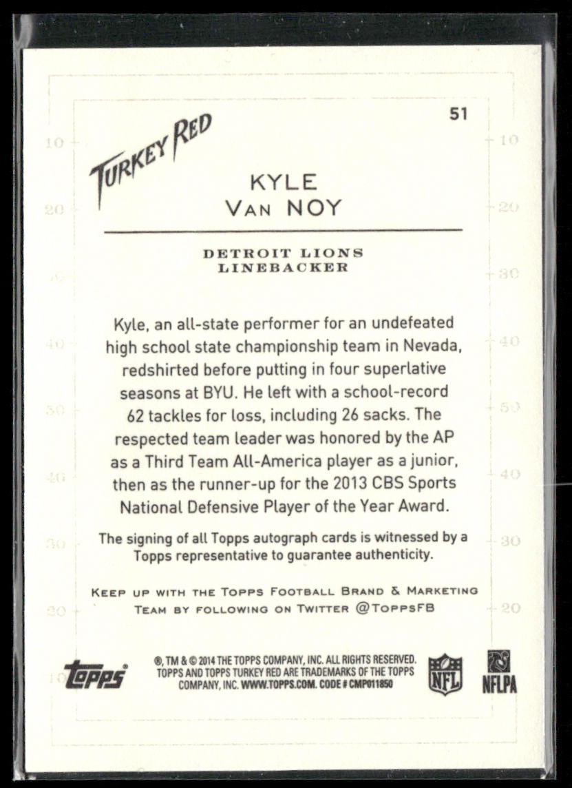Kyle Van Noy 2014 Topps Turkey Red Autographs #51 RC,AU Detroit Lions