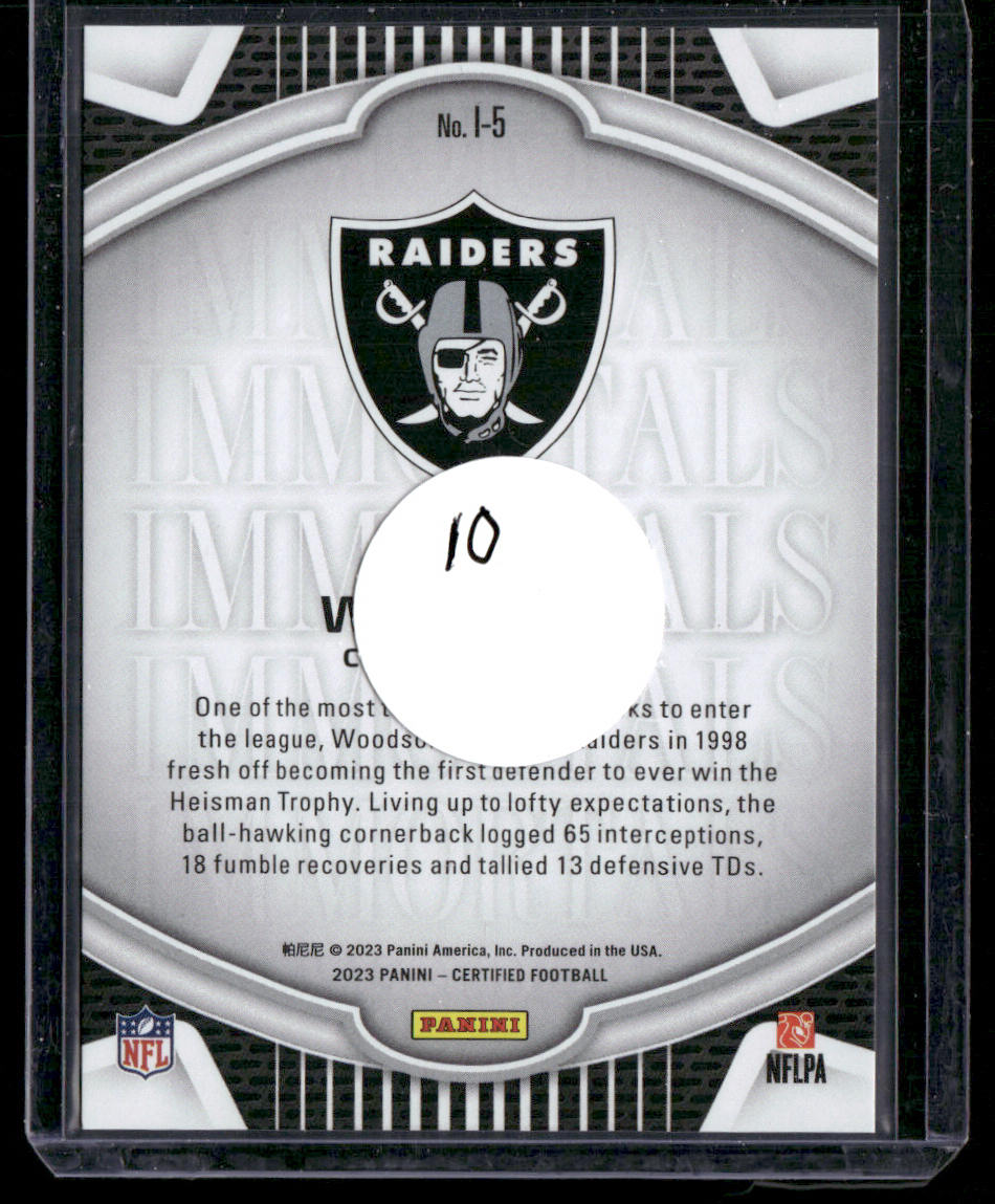 Charles Woodson 2023 Panini Certified Immortals Mirror Pink #I-5 SN Raiders